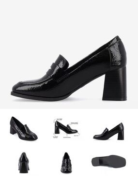 Journee Collection Black Patent Block Heel Loafer
